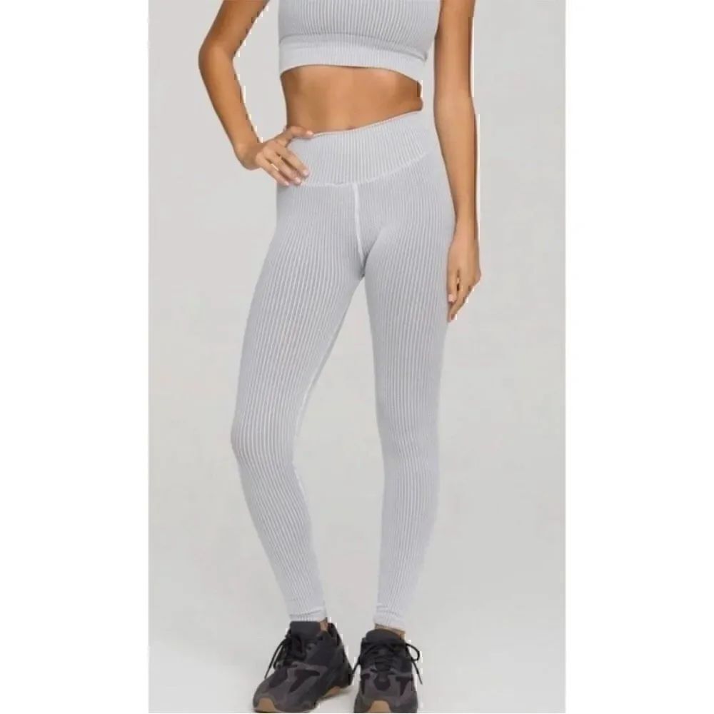 NWT Good American Seamless Core Power Compression Ribbed Leggings White Size 1/2